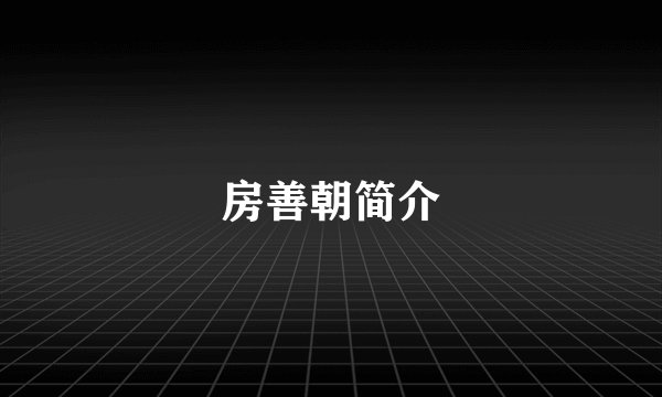 房善朝简介