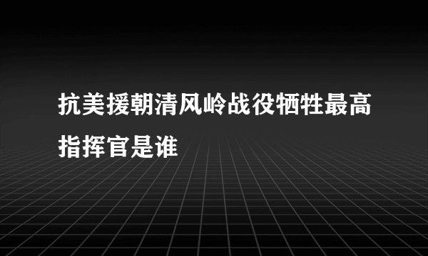 抗美援朝清风岭战役牺牲最高指挥官是谁