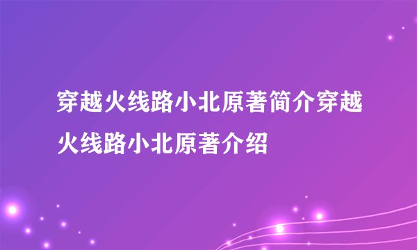 穿越火线路小北原著简介穿越火线路小北原著介绍