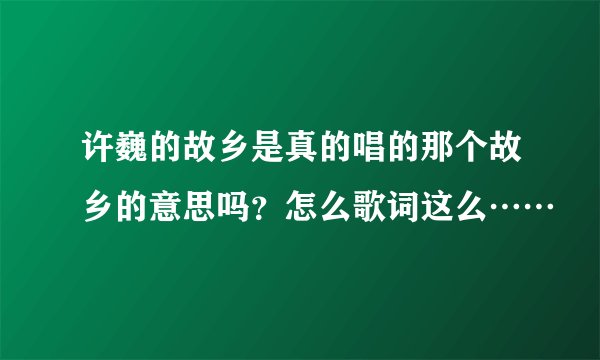 许巍的故乡是真的唱的那个故乡的意思吗？怎么歌词这么……