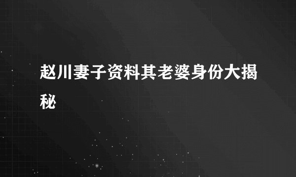 赵川妻子资料其老婆身份大揭秘