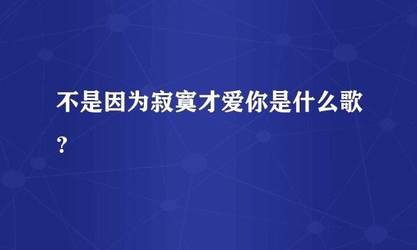 不是因为寂寞才爱你是什么歌？