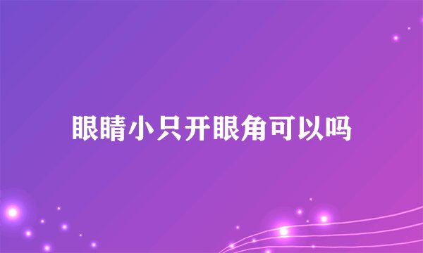 眼睛小只开眼角可以吗