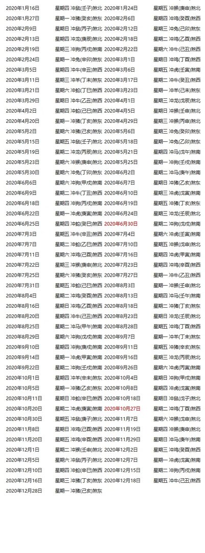 2020年黄道吉日查询表 黄道吉日是什么意思