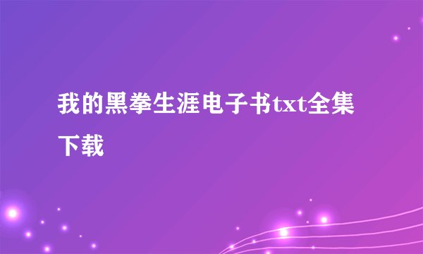 我的黑拳生涯电子书txt全集下载