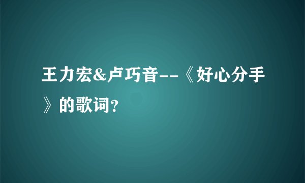 王力宏&卢巧音--《好心分手》的歌词？