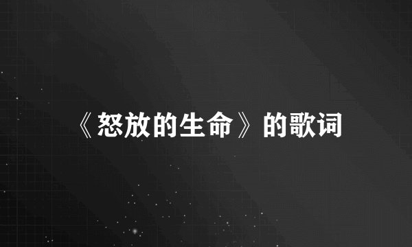 《怒放的生命》的歌词