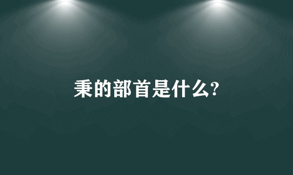秉的部首是什么?