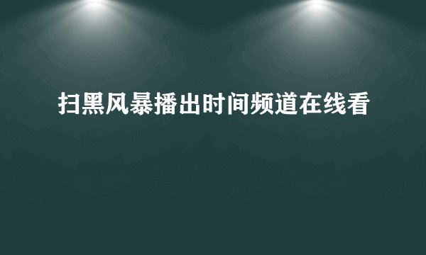 扫黑风暴播出时间频道在线看