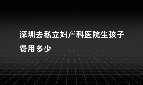 深圳去私立妇产科医院生孩子费用多少