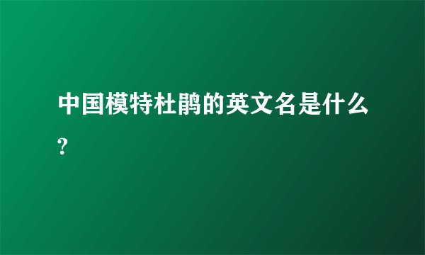 中国模特杜鹃的英文名是什么?