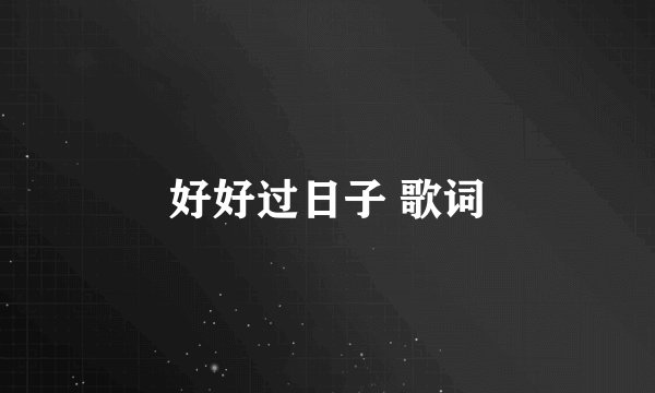 好好过日子 歌词