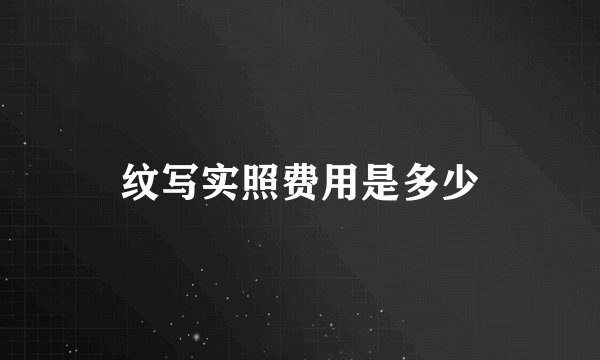纹写实照费用是多少