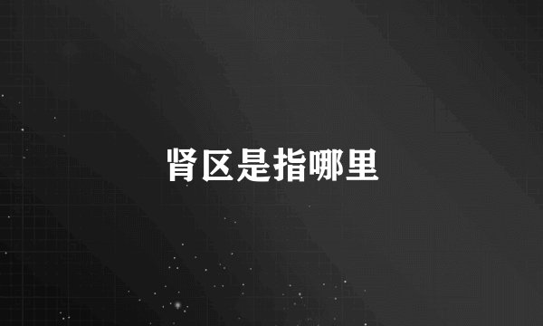 肾区是指哪里
