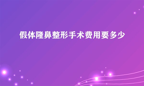 假体隆鼻整形手术费用要多少