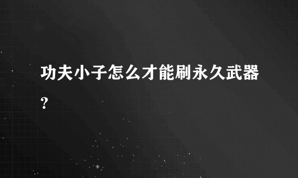 功夫小子怎么才能刷永久武器？
