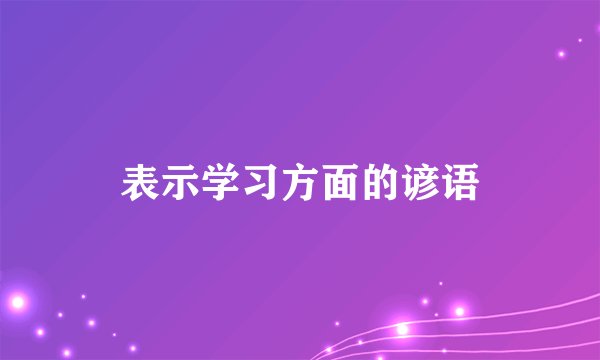 表示学习方面的谚语