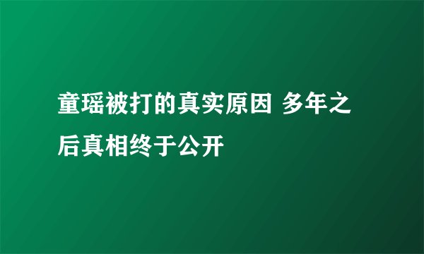 童瑶被打的真实原因 多年之后真相终于公开