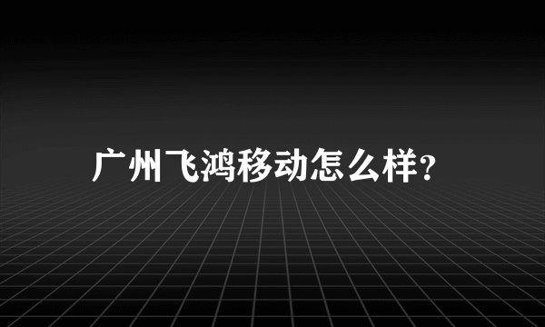 广州飞鸿移动怎么样？