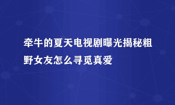 牵牛的夏天电视剧曝光揭秘粗野女友怎么寻觅真爱