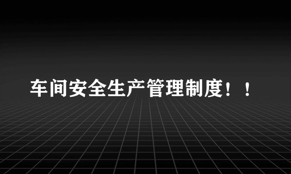 车间安全生产管理制度！！