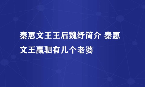 秦惠文王王后魏纾简介 秦惠文王赢驷有几个老婆