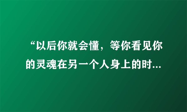 “以后你就会懂，等你看见你的灵魂在另一个人身上的时候”这是猪八戒说给嫦娥的。 它代表终身不渝的爱情