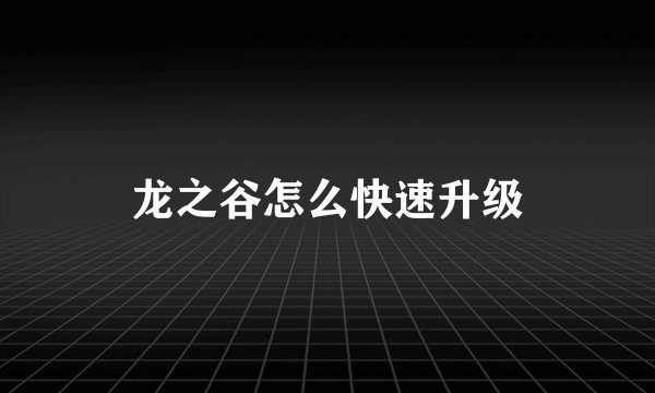 龙之谷怎么快速升级
