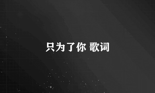 只为了你 歌词