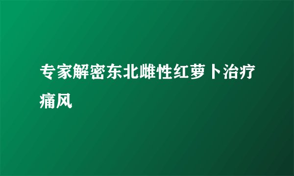 专家解密东北雌性红萝卜治疗痛风