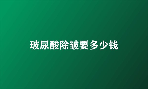 玻尿酸除皱要多少钱