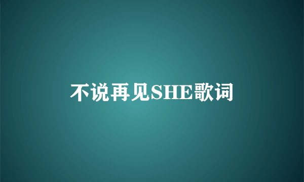 不说再见SHE歌词