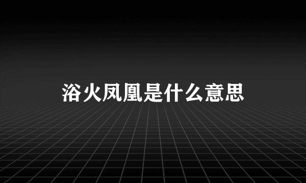 浴火凤凰是什么意思