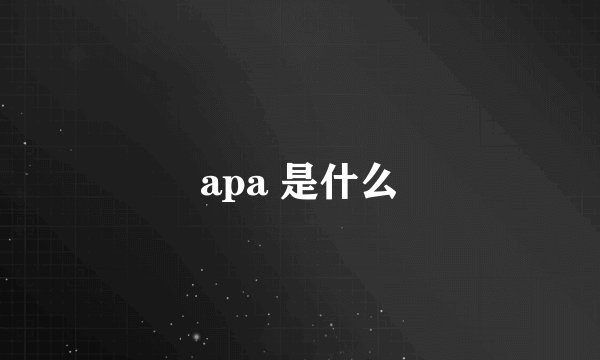 apa 是什么