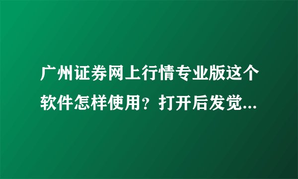 广州证券网上行情专业版这个软件怎样使用？打开后发觉里面的报价，数据好似都不会实时更新，一直都不变