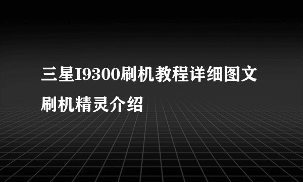 三星I9300刷机教程详细图文刷机精灵介绍