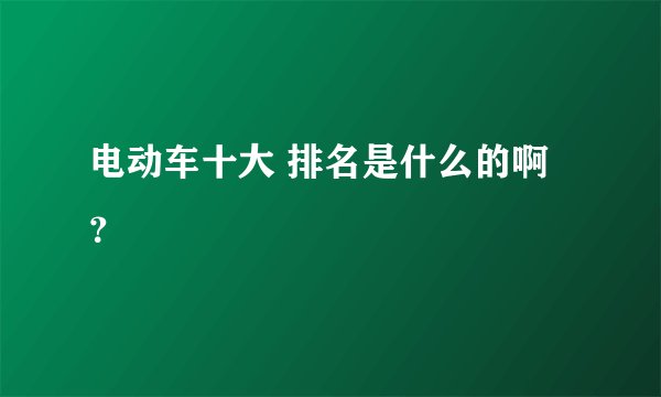 电动车十大 排名是什么的啊？