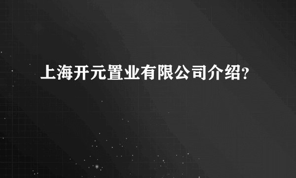 上海开元置业有限公司介绍？