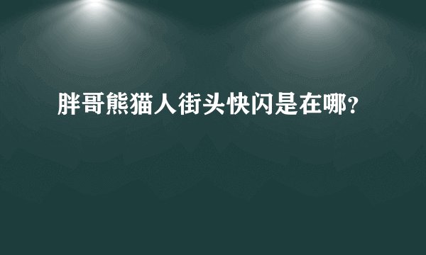 胖哥熊猫人街头快闪是在哪?