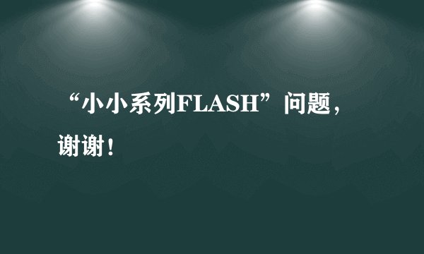 “小小系列FLASH”问题，谢谢！