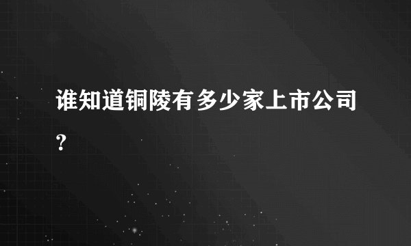 谁知道铜陵有多少家上市公司？