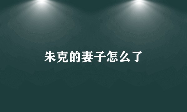 朱克的妻子怎么了