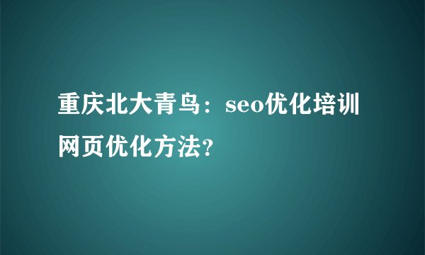 重庆北大青鸟：seo优化培训网页优化方法？