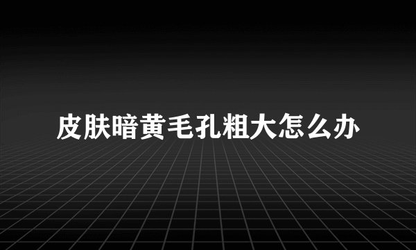 皮肤暗黄毛孔粗大怎么办