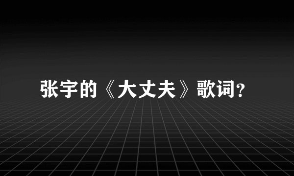 张宇的《大丈夫》歌词？