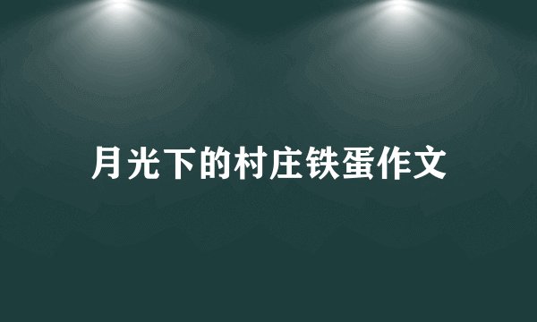 月光下的村庄铁蛋作文