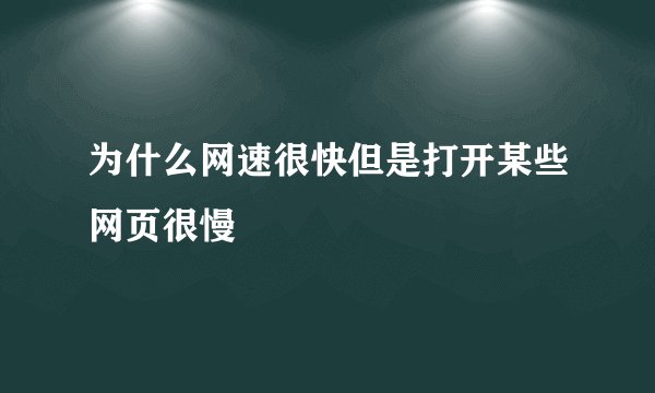 为什么网速很快但是打开某些网页很慢