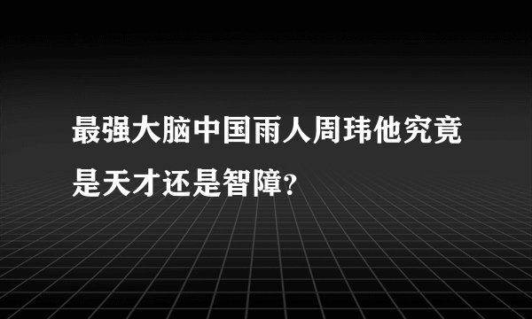 最强大脑中国雨人周玮他究竟是天才还是智障？