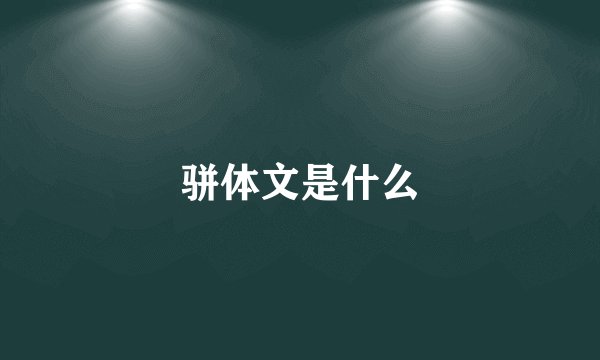 骈体文是什么