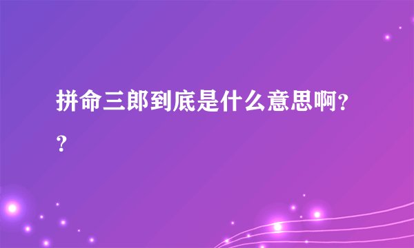 拼命三郎到底是什么意思啊??